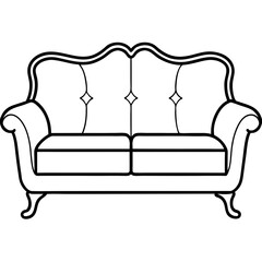 Clean Sofa Outline Front Vector