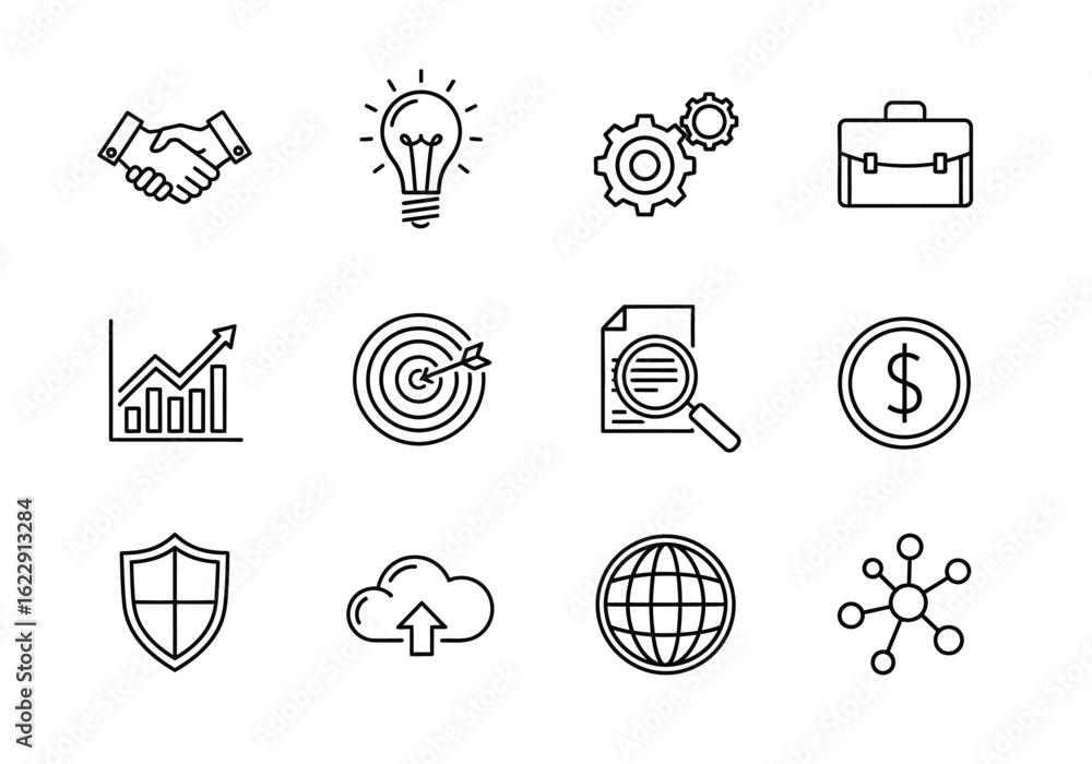 Poster a versatile collection of abstract geometric icons and graphical elements suitable for modern digita