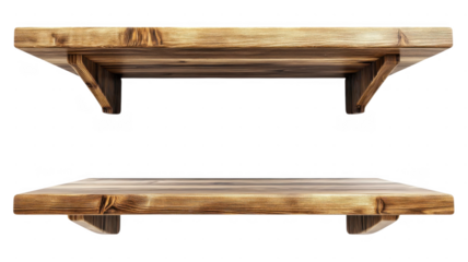 Wooden shelves showcasing a minimalistic design with natural grain patterns and lines