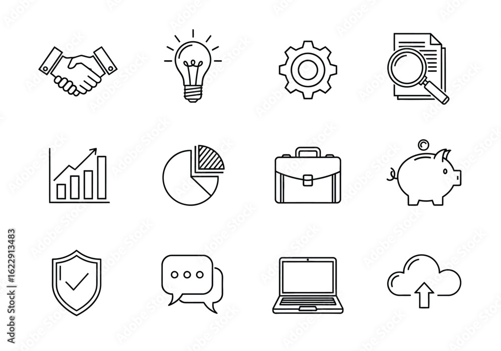 Poster versatile icon set featuring a single detailed graphic element suitable for diverse digital applicat
