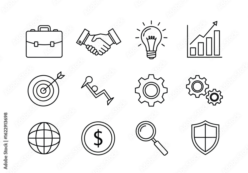 Poster versatile icon set featuring primary colors and essential typography for digital and print applicati