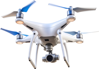 2D Minimalism AI Drone Illustration Isolated on Transparent Background, PNG