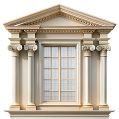 Fototapeta premium Classic architectural window with pediment and columns symbolizing historical elegance and design 