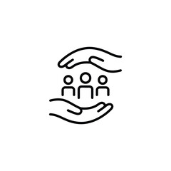 Hands protecting a group of people icon