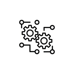 Interconnected gears and circuitry symbol