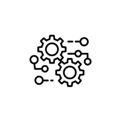 Interconnected gears and nodes symbolizing process and connection