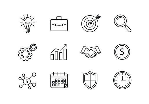 Versatile icon set featuring a single detailed graphic element for diverse design applications