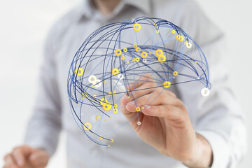 Illustrates interconnectedness and global business strategy. Ideal for presentations.