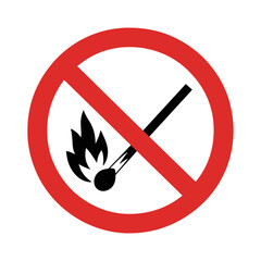 no open flame or fire warning sign vector