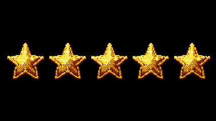 Golden Stars of Excellence: a set of glittering golden stars meticulously aligned, representing the pinnacle of achievement and unwavering quality.