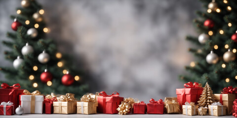 Festive Christmas Decor with Gifts Beneath a Holiday Tree