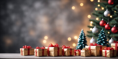 Festive Christmas Decor with Gifts Beneath a Holiday Tree