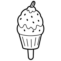 Ice Cream line art vector
