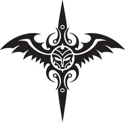  Black and white traditional tattoo design.