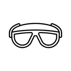 Fototapeta premium Black outline of ski goggles isolated on white background
