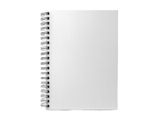 A blank spiral-bound notebook, white pages, and metal coils