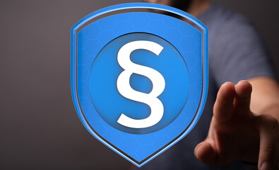 Secure your legal rights.  Digital shield icon represents online safety and legal protection.