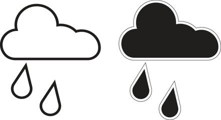 Cloud with light rain icon, weather forecast symbol for drizzle or mild rainfall for apps, UI, and weather reports with transparent background