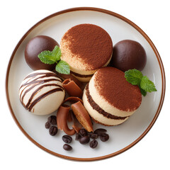 Deconstructed Tiramisu with Ladyfinger Crumbs, Mascarpone Mousse, Cocoa Powder, and Chocolate Curls Artfully Arranged