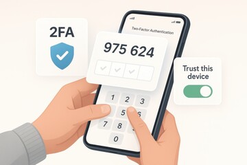 User entering two-factor authentication code on smartphone with secure verification interface
