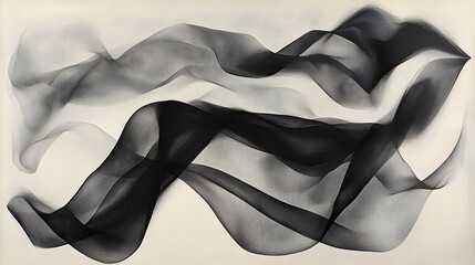 Obraz premium Abstract Black and White Swirling Fabric Design Art