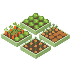 Isometric Garden Vegetable Beds
