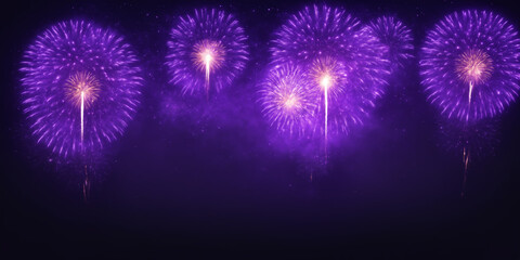 Dazzling fireworks illuminate the dark sky in vibrant purple hues, creating a mesmerizing celebration atmosphere, perfect for holidays, festivities, or special events promoting joy and excitement.