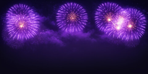 Dazzling fireworks illuminate the dark sky in vibrant purple hues, creating a mesmerizing celebration atmosphere, perfect for holidays, festivities, or special events promoting joy and excitement.
