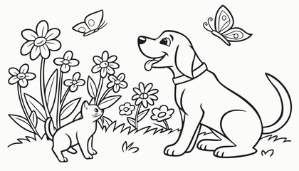 Dog and cat in happy mood