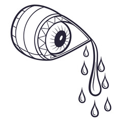Eyeball Dripping Icon Silhouette Isolated for Horror Halloween Graphic Design