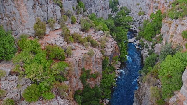 Aerial top view landscape Tazi Canyon in Manavgat, Antalya, Turkey.