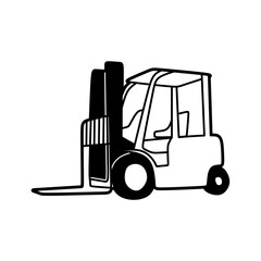 black and white left-facing forklift vector image