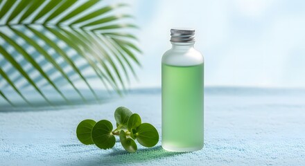 Natural Green Serum with Plant Extracts for Skincare Product Photography