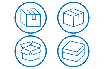 Package box icon set. Fast delivery sign. Free and worldwide shipping symbol. Logistic pictogram set. Parcel illustration.