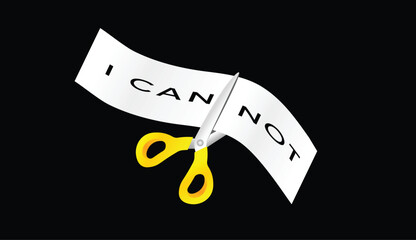 Cutting Through Doubt: From 'I Cannot' to 'I Can' – A Positive Thinking Poster"