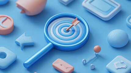 Abstract Blue Target and Arrow Concept