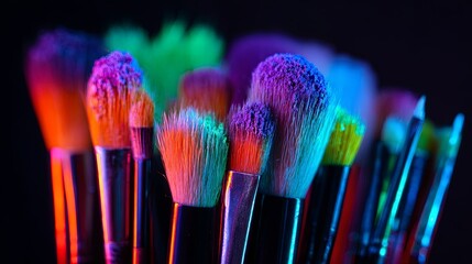 Vibrant Makeup Brushes with Neon Lighting
