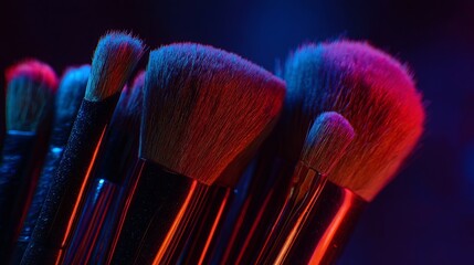 Vibrant Makeup Brushes in Artistic Lighting