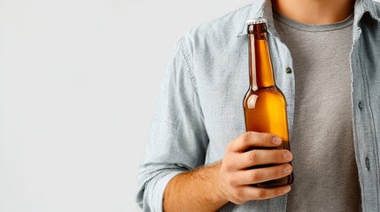 Man Holding Bottle in Casual Setting