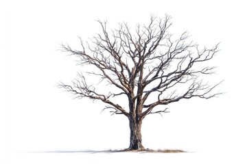 Isolated bare tree against white background