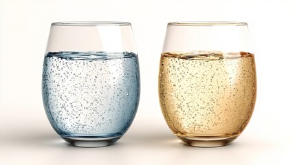 Two Glasses of Sparkling Water, Blue and Amber