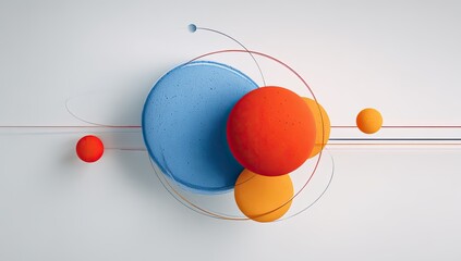 Abstract 3D composition of overlapping circles and spheres in vibrant colors