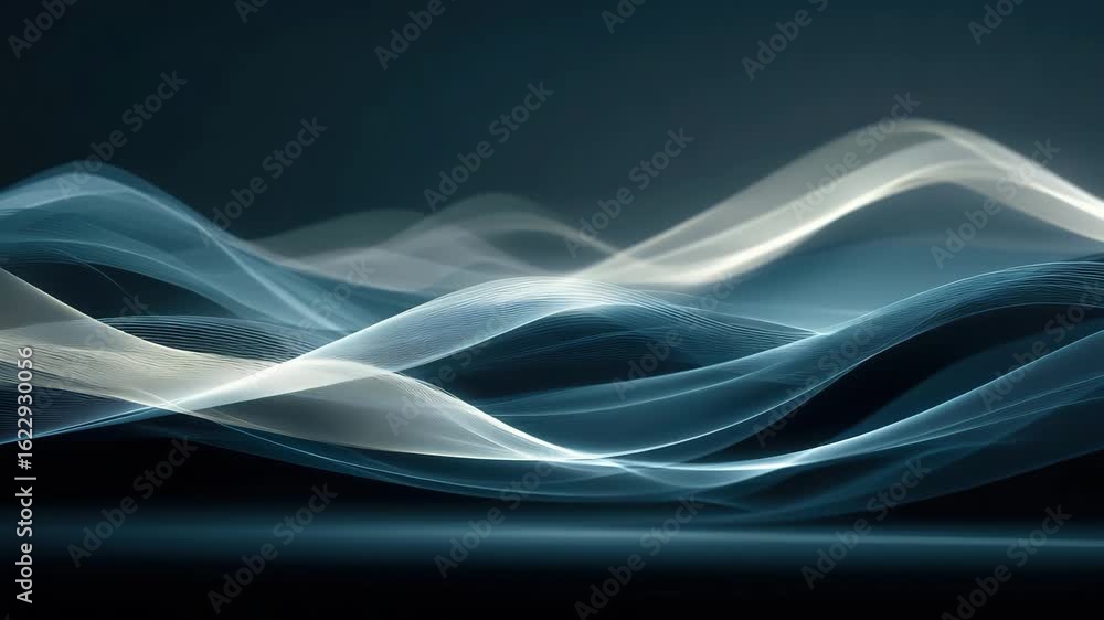 Poster smooth white and blue abstract sine waves motion animation in seamless 4k loop