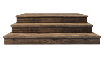 Wooden steps leading to an elevated surface with a smooth, rustic design