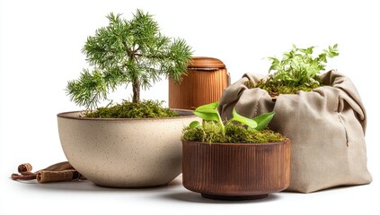 Small potted plants, minimalist style