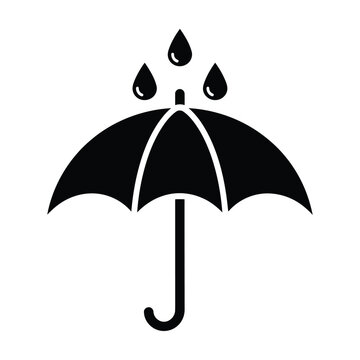 Vector illustration of 3d illustration of black umbrella with rain drops isolated on white background