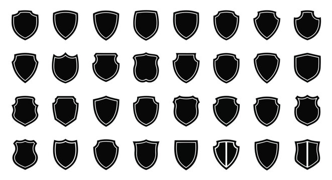 Vector illustration of 3d illustration of collection of various shield shapes