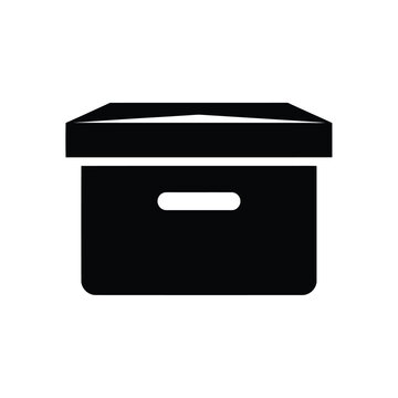 Vector illustration of 3d illustration of black cardboard storage box isolated on white background
