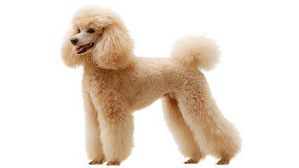 Cute Brown Poodle Dog Standing Isolated on Transparent Background