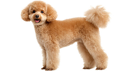Cute Brown Poodle Dog Standing Isolated on Transparent Background